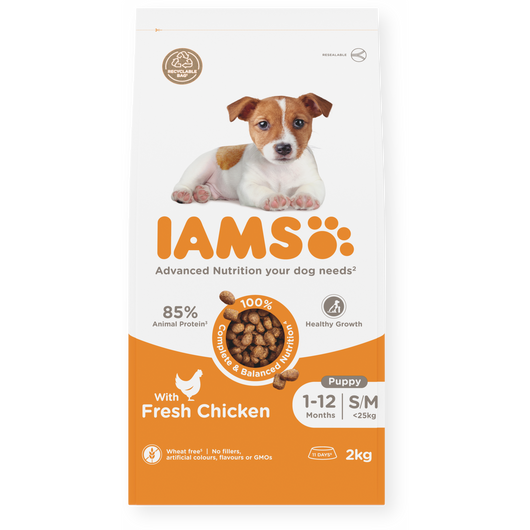IAMS Advanced Nutrition Puppy Small & Medium Breed Dog Food with Fresh Chicken, 2kg
