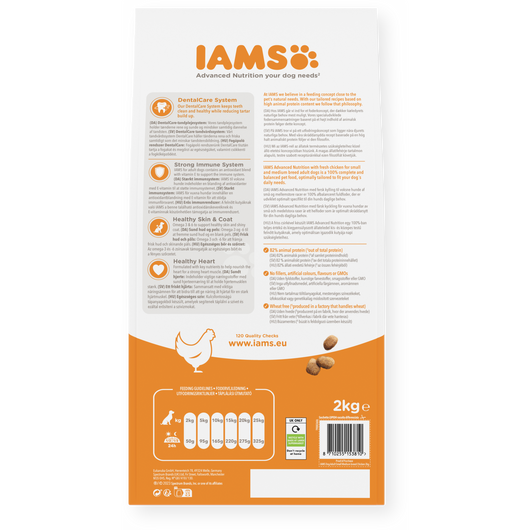 IAMS Advanced Nutrition Adult Small & Medium Breed Dog Food with Fresh Chicken, 2kg