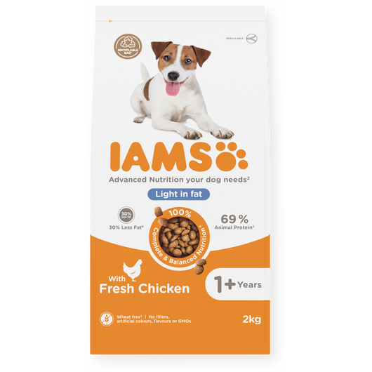 IAMS Advanced Nutrition Light in Fat Adult Dog Food with Fresh Chicken, 2kg