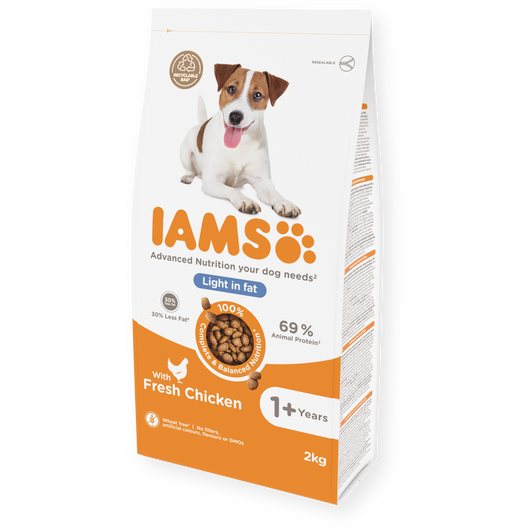 IAMS Advanced Nutrition Light in Fat Adult Dog Food with Fresh Chicken, 2kg