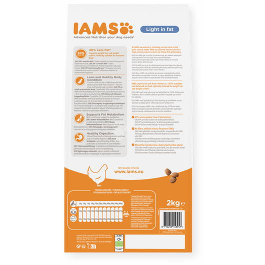 IAMS Advanced Nutrition Light in Fat Adult Dog Food with Fresh Chicken, 2kg