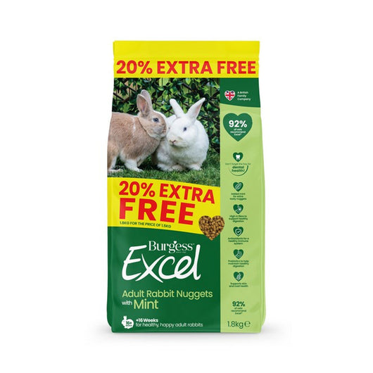 Burgess Excel Adult Rabbit Nuggets with Mint, 1.8kg