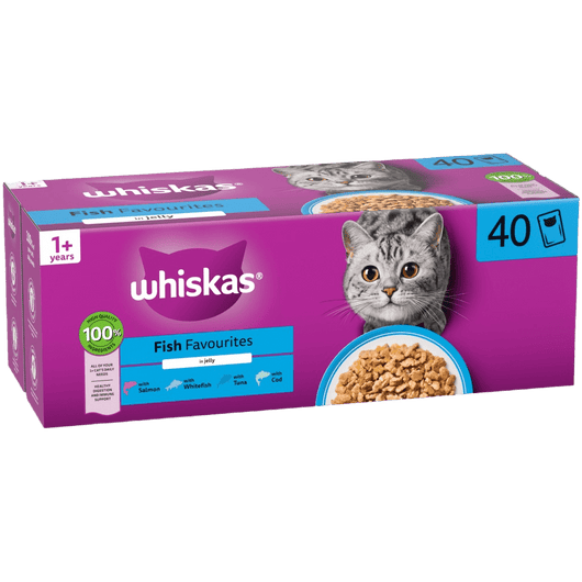 Whiskas 1+ Fish Favourites in Jelly Pouches, 40 x 85g