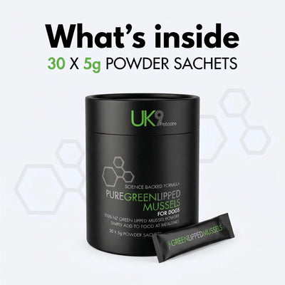 UK9 Green Lipped Mussels — 100% NZ Mussel Powder Sachets (30) UK9 Petcare