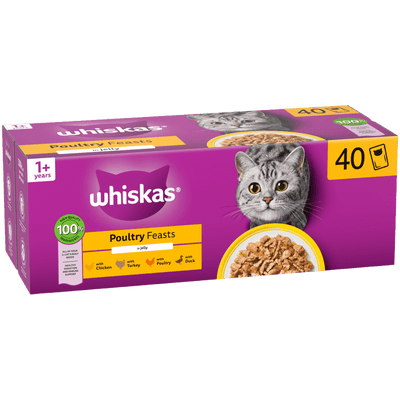 Whiskas 1+ Poultry in Jelly Pouches, 40 x 85g